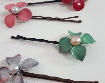 Flower Bobby pins, handmade