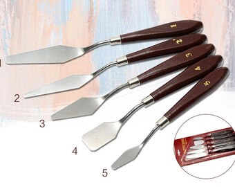 5 pcs Palette Knife Set, Artist Crafts Stainless Steel Spatula Palette Knife Oil Painting Mixed Scraper Art Supplies, 1supply.etsy.com