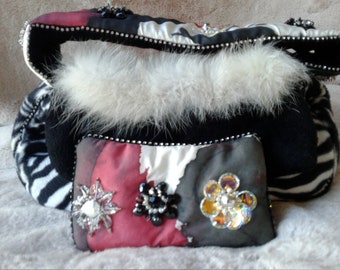 Black Garnet Zebra handbag