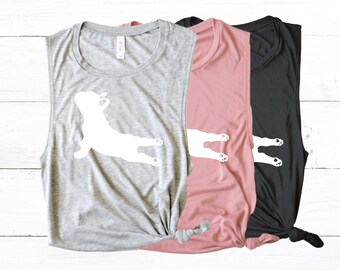 French Bulldog Yoga Pose Muscle Shirt Tank Top - Namaste In Bed - Yogi Shirt - Yoga Workout Tank Top