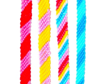 Stripy Colourful Knotted Friendship Bracelet, Anklet, or Bookmark