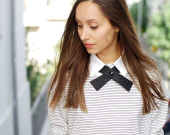 Womens Necktie, Office Wear, Crossover Tie, Womens Tie, Criss Cross Tie, Black Necktie, Womens Neck Tie, Womens Accessories,Formal Wear