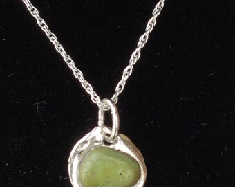 Handcrafted sterling silver and cornish sea glass pendant