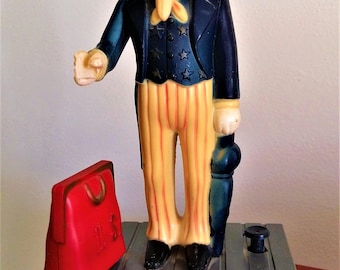 Vintage 50's Piggy Bank Coin Bank Uncle Sam U.S. Bank 1950's Toy Bank