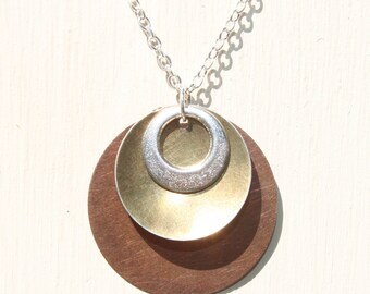 Mixed Metal Pendant Necklace Silver Necklace Pendant Boho Necklace Bohemian Necklace Silver Necklace Pendant Bohemian Jewelry Boho Jewelry