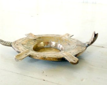 Solid Brass Turtle Ashtray/Chinese Turtle Figurine/Made in China/lindafrenchgallery