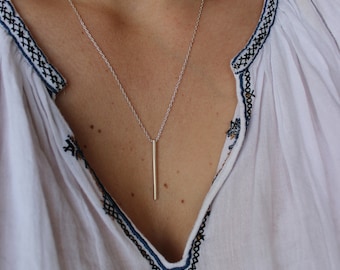 Vertical bar necklace with pendant necklace bar, bar necklace, Sterling Silver