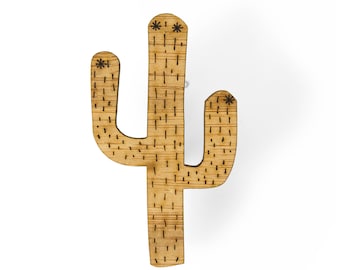 Cactus brooch - cactus jewelry - wooden cactus brooch - plant jewelry - quirky brooches - succulent brooch - badges