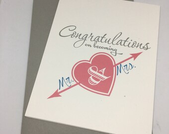 Congratulations - Wedding Card - Greeting Card - Handmade Card - Love Card - Sale - Last Chance