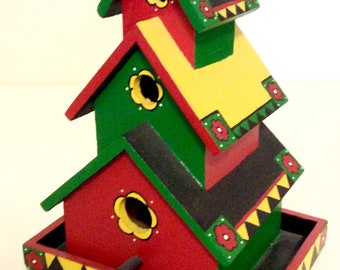 Hand painted pagoda style birdhouse