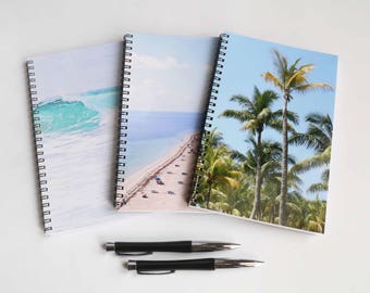 Set of 3 Beach Notebooks, Ocean Journals, Beach Gifts, Writing Journal, Spiral Notebook, Notebook Set, Writing Journal Lined, Gifts for her
