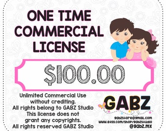 One Time Commercial License for GABZ Clipart Digital Download Products, Not available for use of discount coupons, Gabz