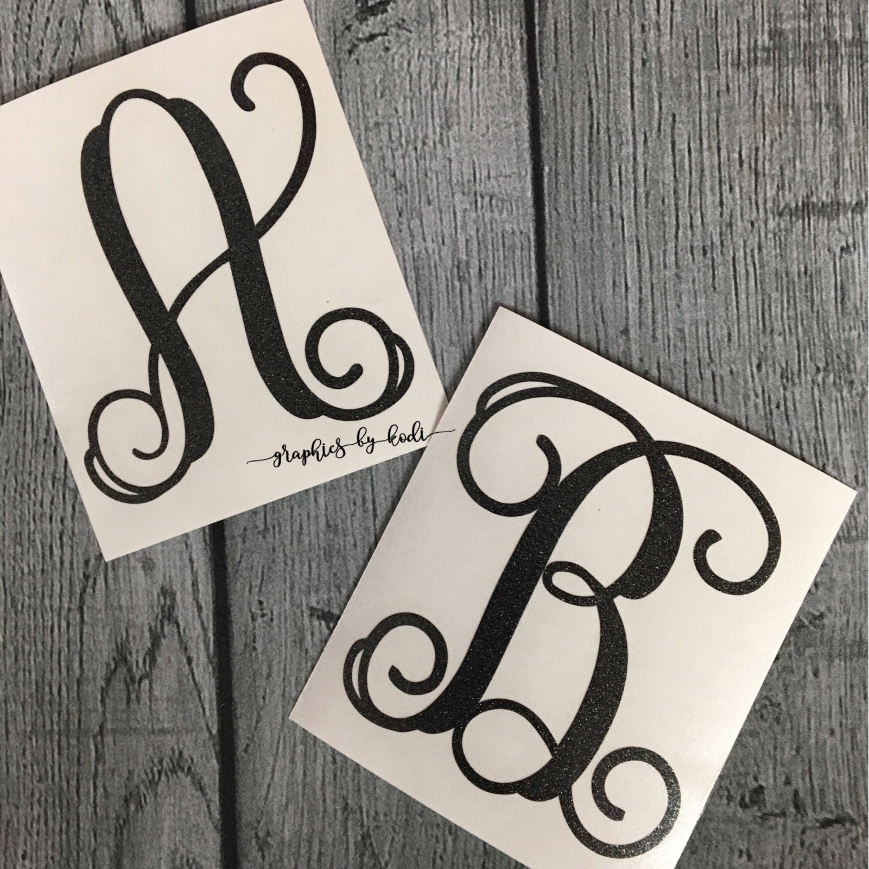 Interlocking Letter Vinyl Decal Initial Decal Sticker