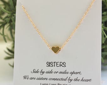 Heart necklace/Dainty heart/Heart pendant/Sister necklace/Sister jewelry/Gift for Sister/Birthday gift for sister/Friendship necklace
