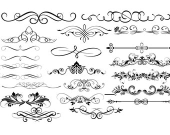 Ornament Svg, Ornament Clipart, Divider Silhouette, Ornament Svg File, Flourish ornament, ornament Bundle, ornament cricut Buy 2 Get 1 FREE