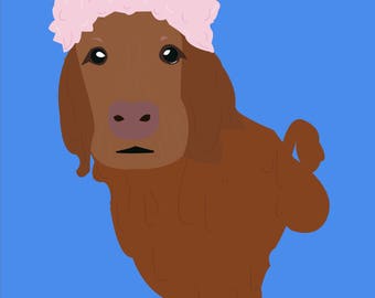 Flower Crown Puppy Print