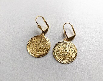 Gold coin earrings | Etsy