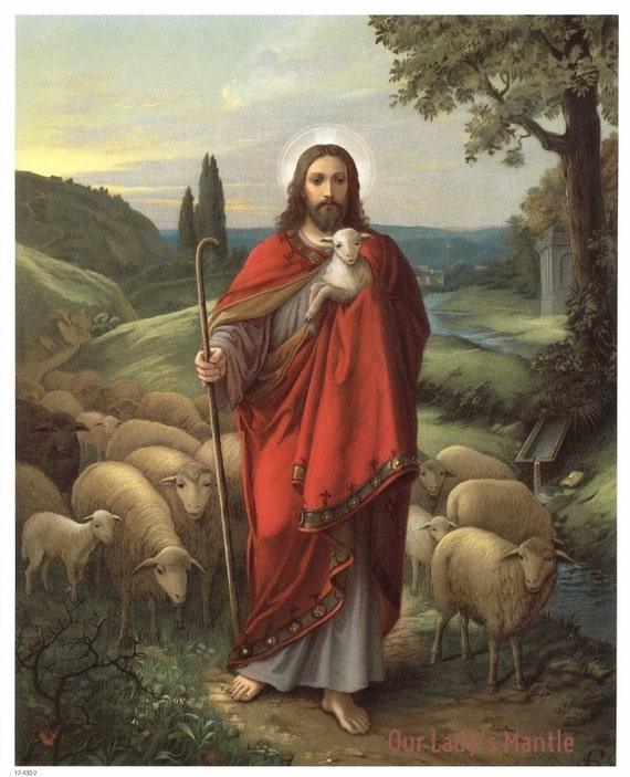 Jesus the Good Shepherd 8x10 Print Picture Art by Oswald