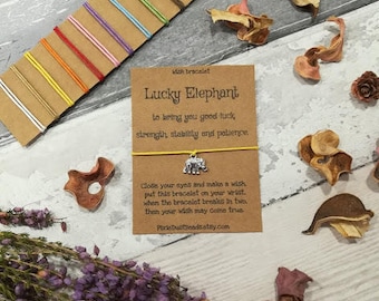 Lucky Elephant Wish Bracelet, Elephant Wish Bracelet, Elephant Jewellery, Elephant Gift, Elephant Friendship Bracelet, Elephant Good Luck