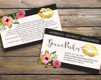 LipSense Business Cards with Tips and Tricks - SeneGence International - LipSense - Distributor - Lipsense