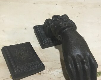 French Vintage Hand Door Knocker with Striker