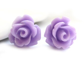 SALE - Lavender Rose Stud Earrings