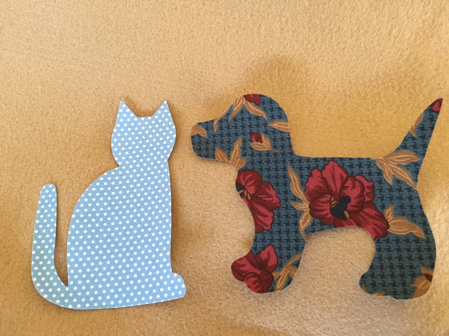 Fabric Dog and Cat AppliquesCotton Fabric AppliquesGingham