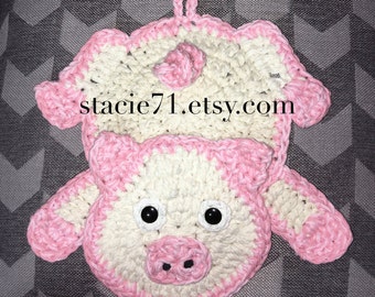 Crocheted Pig Pot Holders-Set of 2