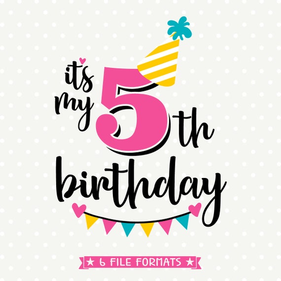 Download 5th Birthday SVG Fifth Birthday iron on file Birthday Party
