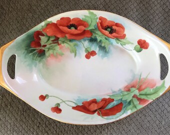Rare Villa Madonna College (now Thomas More) Painted Poppies Serving Dish