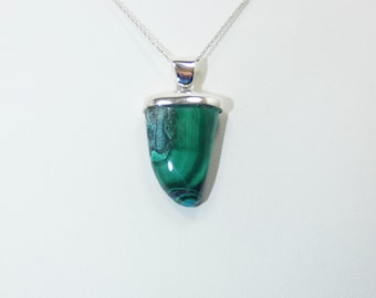 Natural Chrysocolla Malachite 925 Silver Pendant