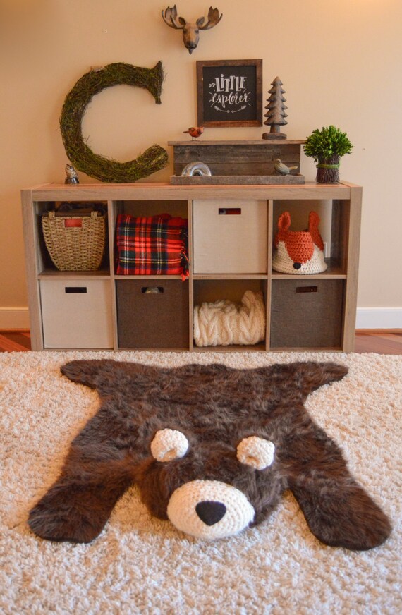 Animal Rug / Bear Rug / woodland nursery / Baby bear room