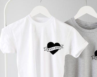 Heart Avocado Unisex Tshirt - avocado tee - funny t shirt - typography t shirt - avocado t shirt - slogan t shirt - love avocado