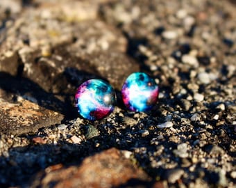 Galaxy Stud Earrings | Space Stud Earrings | Galaxy Jewelry | Space Earrings | Titanium Earrings | Hypoallergenic Stud | Stud Earrings