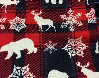 Flannel Red Snowflake/Woodland Animal Pillowcase