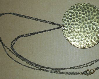 1980s pendant necklace brass chains vintage jewelry minimalist