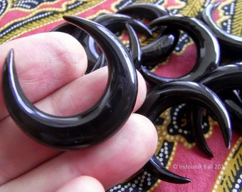 Horns of My Dilemma Carved Black Horn Crescent Pendant Bead 30mm