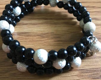 Black and Silver Wrap Bracelet