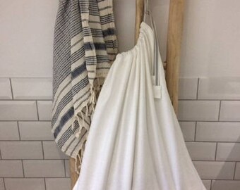 White Cotton Drawstring Laundry Bag - Large Cotton Storage Bag