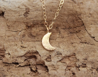 14k Gold Moon Necklace. Solid Gold Moon Necklace. 14k Gold Crescent Moon Necklace Moon Pendant Necklace. Solid Gold Crescent