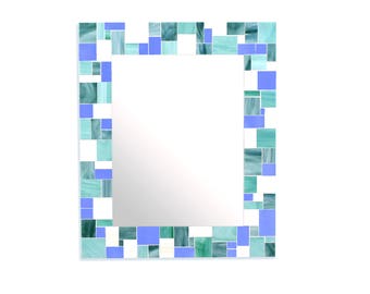 Mosaic Tile Mirror for Blue Home Décor Scheme – 4 Rectangle Mirror Sizes Available