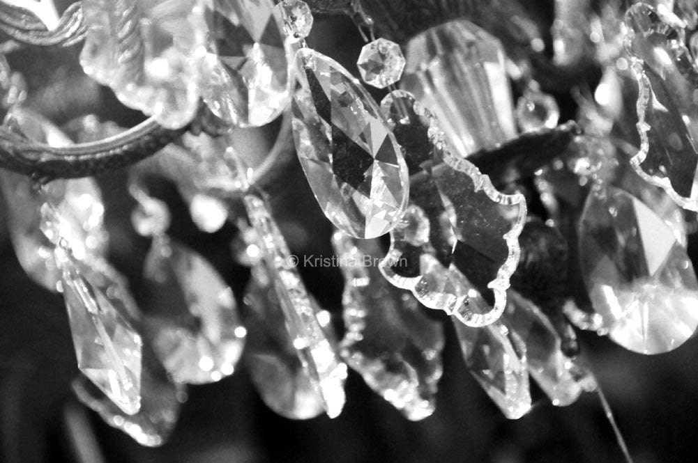 Chandelier Crystals Still Life Photography Black And White Zoom