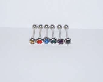 18g Straight Barbell with Gemstone