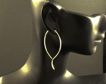 Large Silver Hoop Earrings / Big Sterling Silver Hoops / Gentle Wave / Clean Classic Minimalist Design