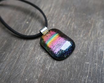 Rainbow Dichroic Glass Necklace