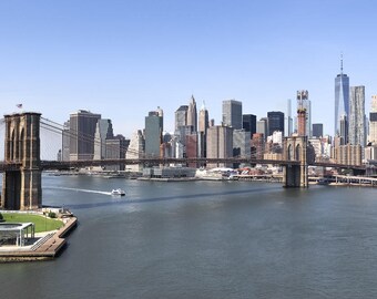 New York Photography, New York Skyline, Brooklyn Bridge, Lower Manhattan Skyline, New York Wall Art, Big Apple, New York Skyline on Canvas