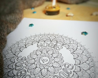 Coloring Lettering Mandala "Home Sweet Home"