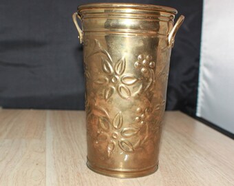 Vintage Solid Brass Rose Vase Bucket