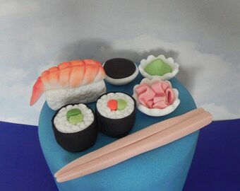 Sushi fondant cake toppers, sushi cake, birthday cake