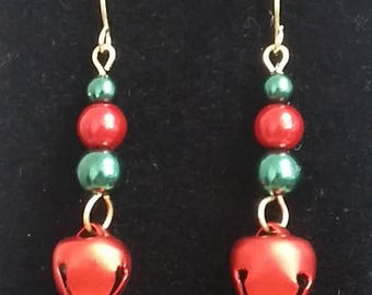 Red and Green Jingle Bell Earrings